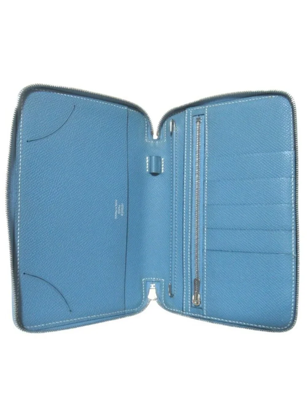 Hermes Veau Epsom Agenda Zip Around Notebook Cover Blue Jean